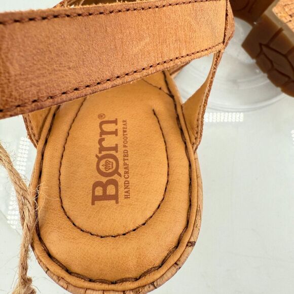 Born Bernese Womens Sandal Size 10 Brown Leather Wedge Heel Open Toe Retro Caged - Picture 11 of 14